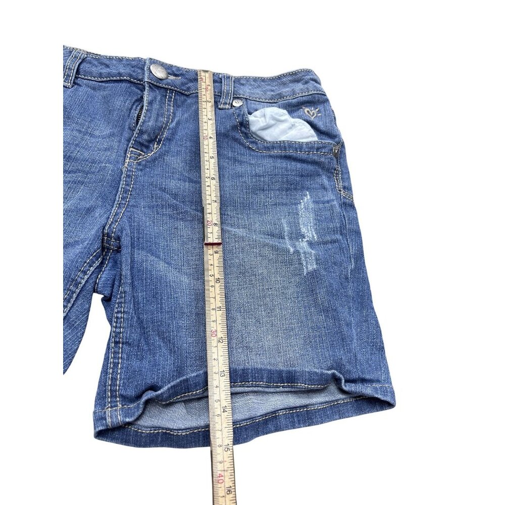 Justice Girls Denim Shorts Size 16.5 Blue Distressed Style - Picture 10 of 10